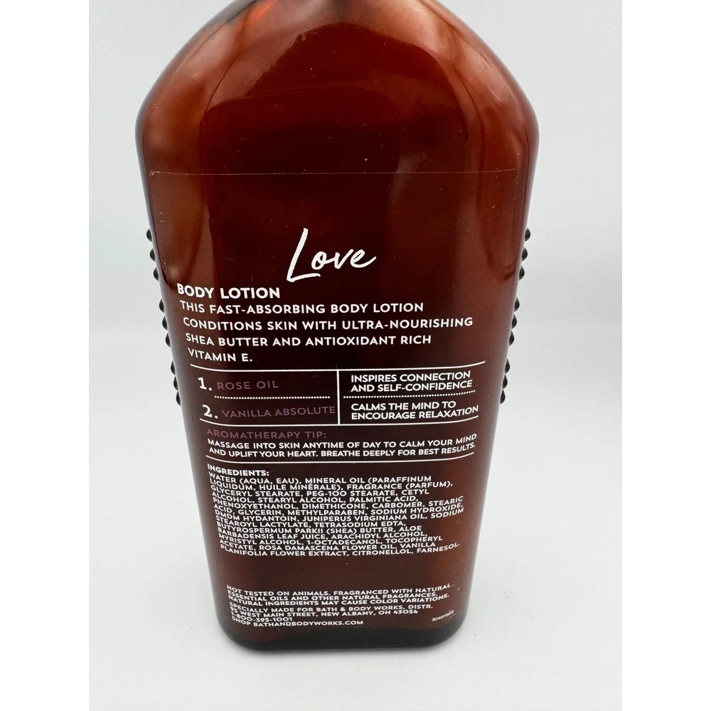 2018 Vintage Bath & Body Works Aromatherapy Love Rose Vanilla Glass Lotion 6.5oz